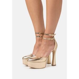 Michael Kors Martina Anklestrap Platform Pumps - 9m Pale Gold